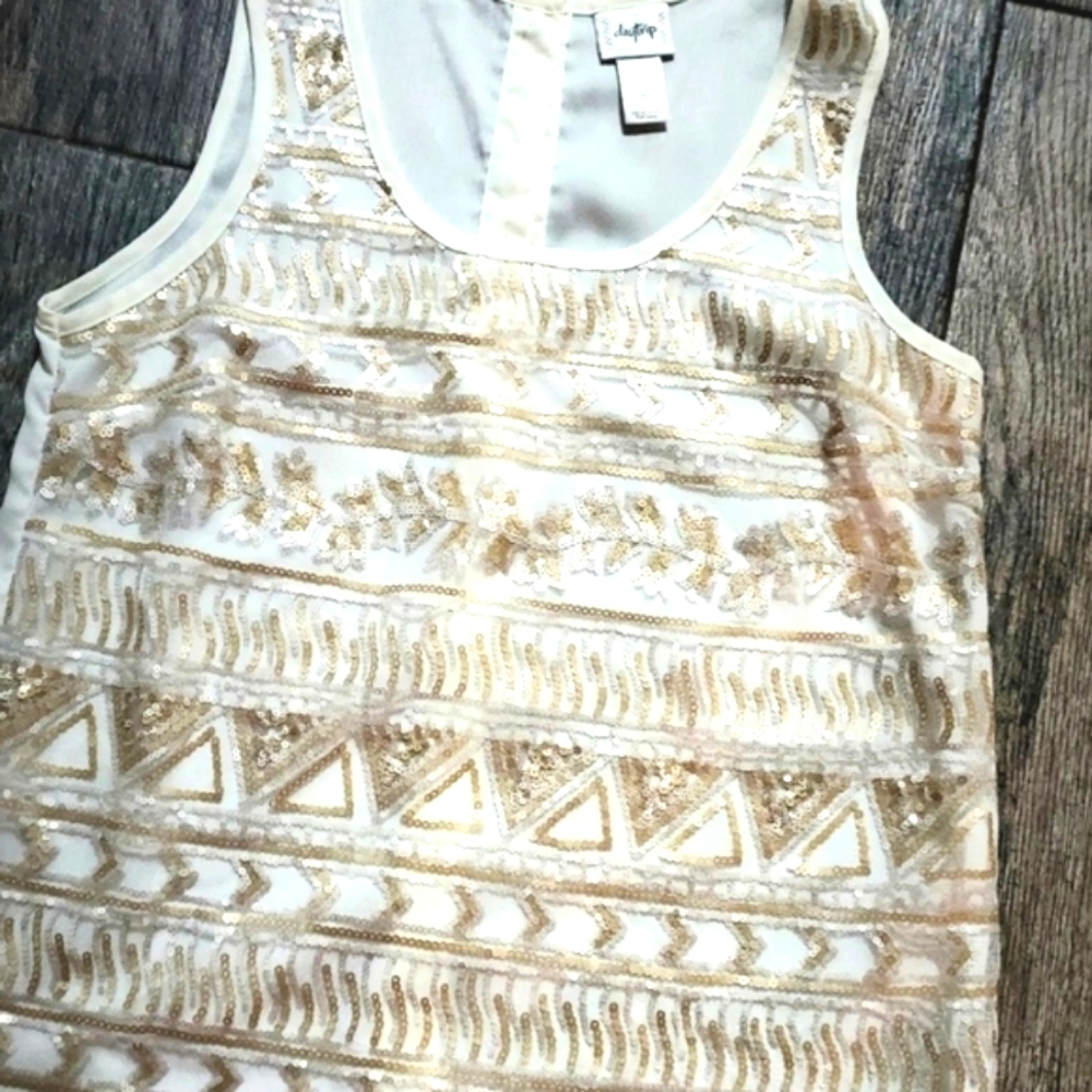 DAYTRIP [by Buckle] White sequin front Tank/Top, Small.